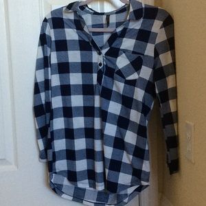 Blue and white button down